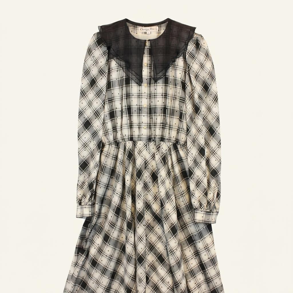 Christian Ada black Dot silk lace collar 블랙 1