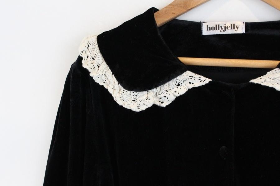 Holly Jelly cotton lace collar black blouse 3