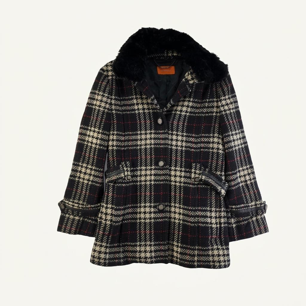 올포유 여90 블랙 체크 모직 자켓 L1839 1