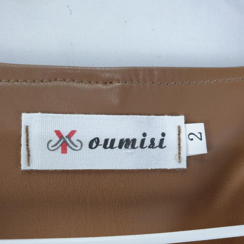 OUMII 여2SIZE 카멜 브이넥 가죽 자켓 L9518 5