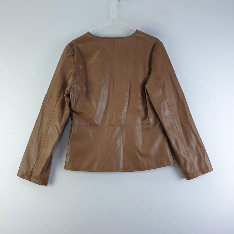 OUMII 여2SIZE 카멜 브이넥 가죽 자켓 L9518 3