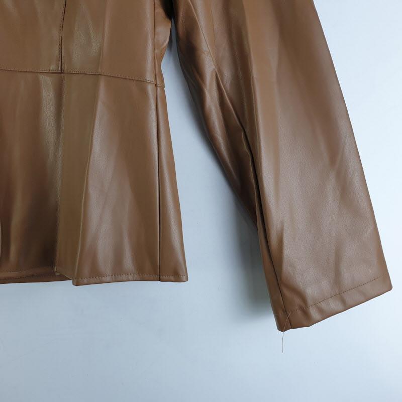 OUMII 여2SIZE 카멜 브이넥 가죽 자켓 L9518 6