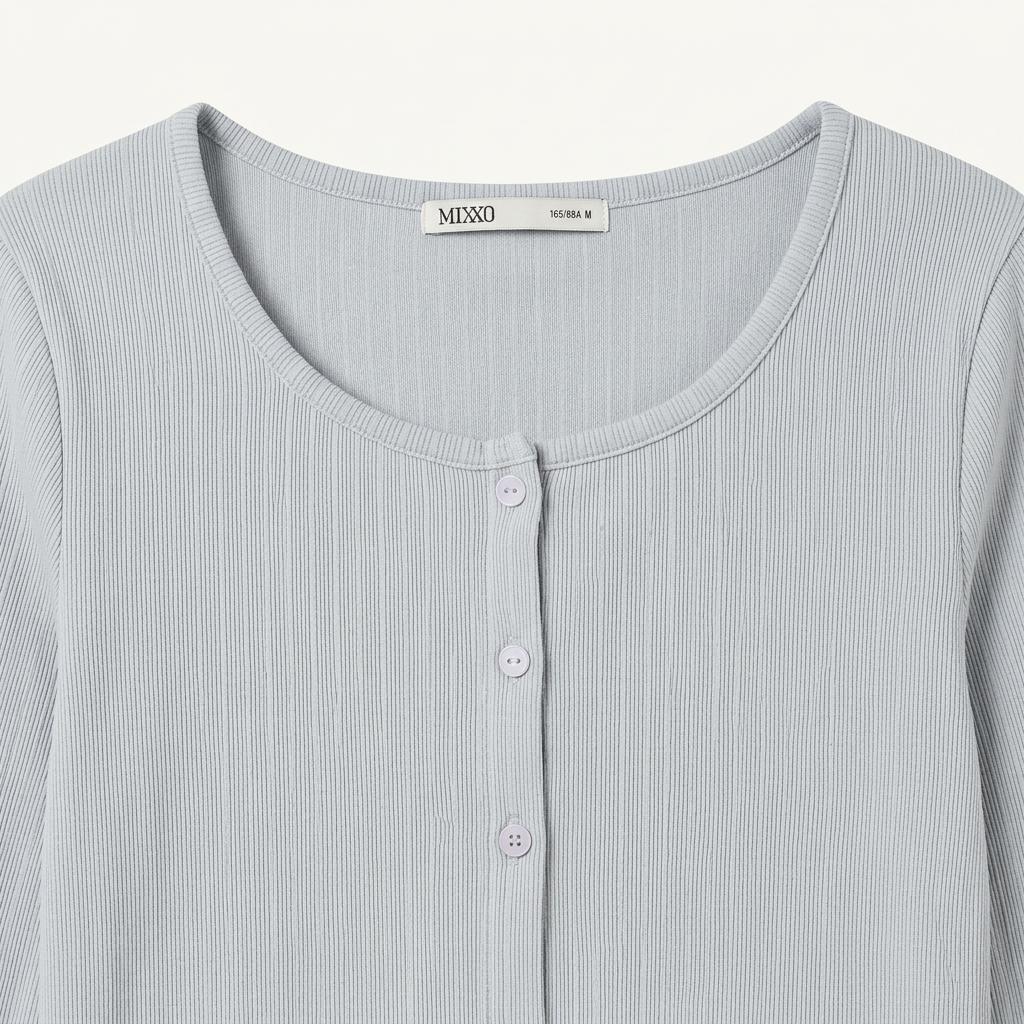 MIXXO 미쏘 골지 버튼 긴팔 티셔츠 1