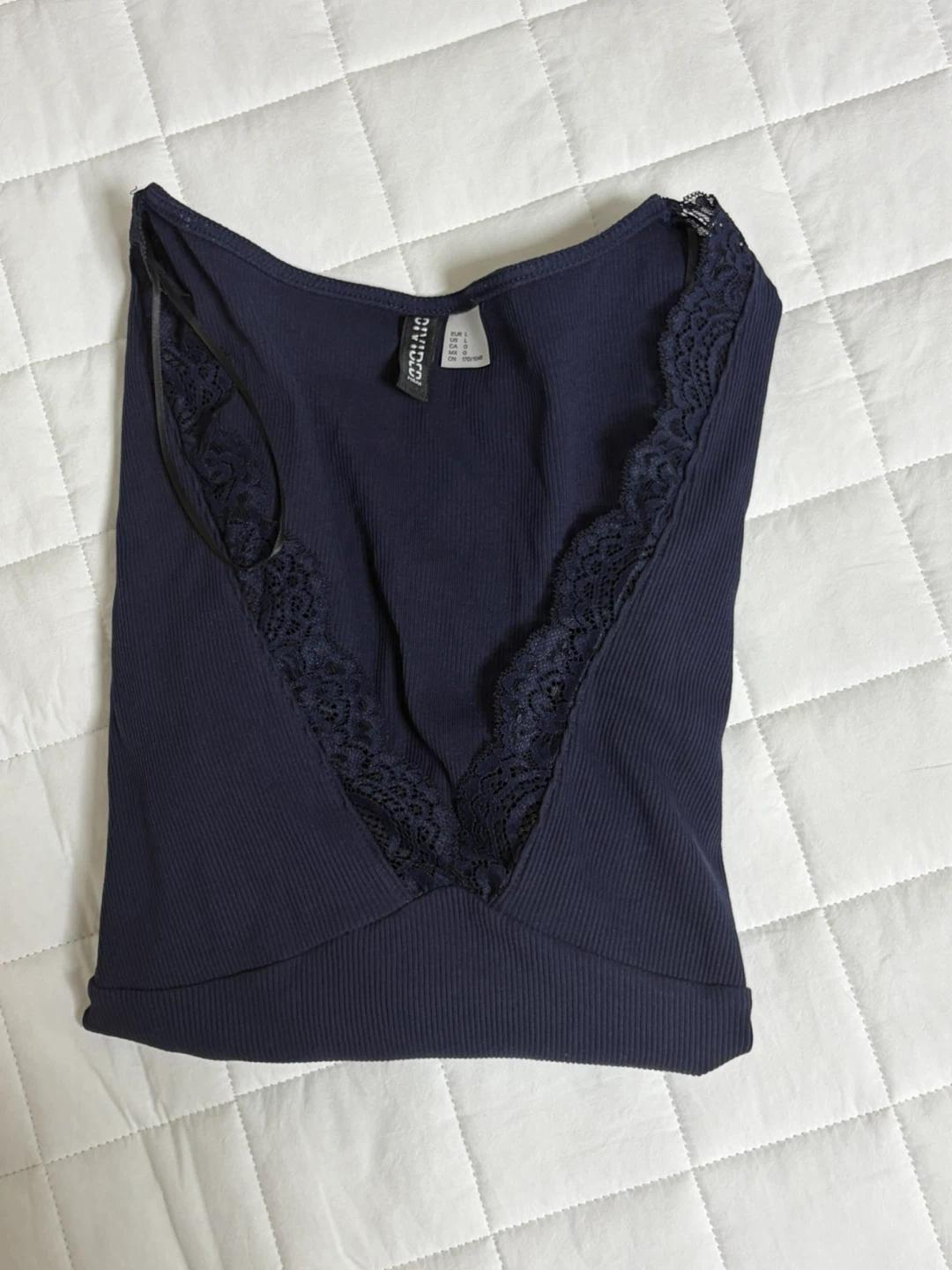 H&M 레이스 니트 슬리브 네이비 2