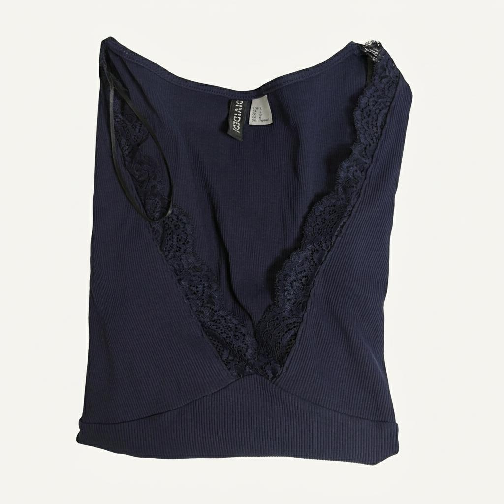 H&M 레이스 니트 슬리브 네이비 1