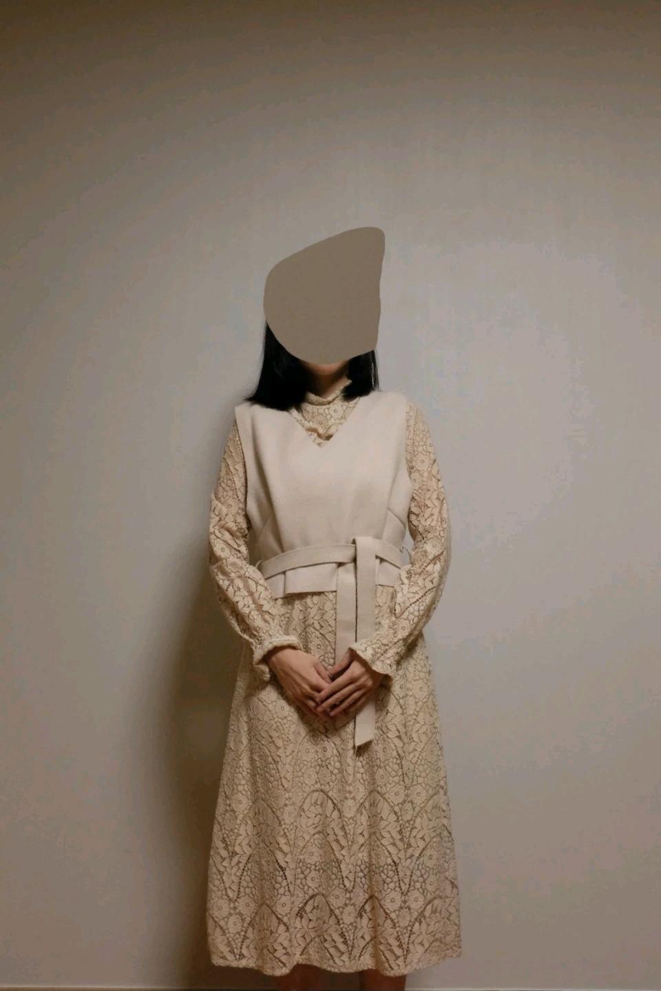 레이스 롱 원피스 + 조끼 벨트 세트 2
