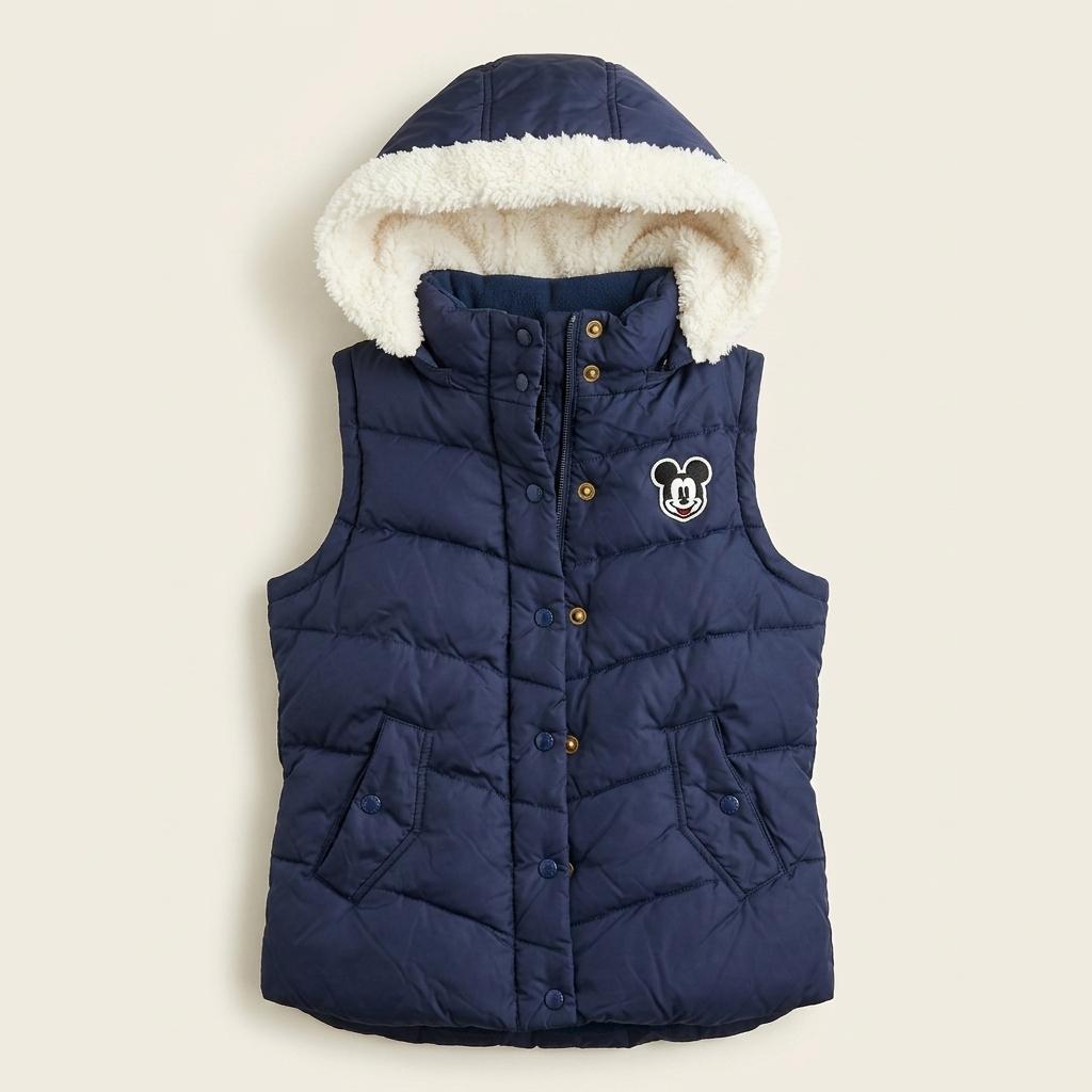 스파오 미키마우스 후드 패딩 조끼 네이비 1
