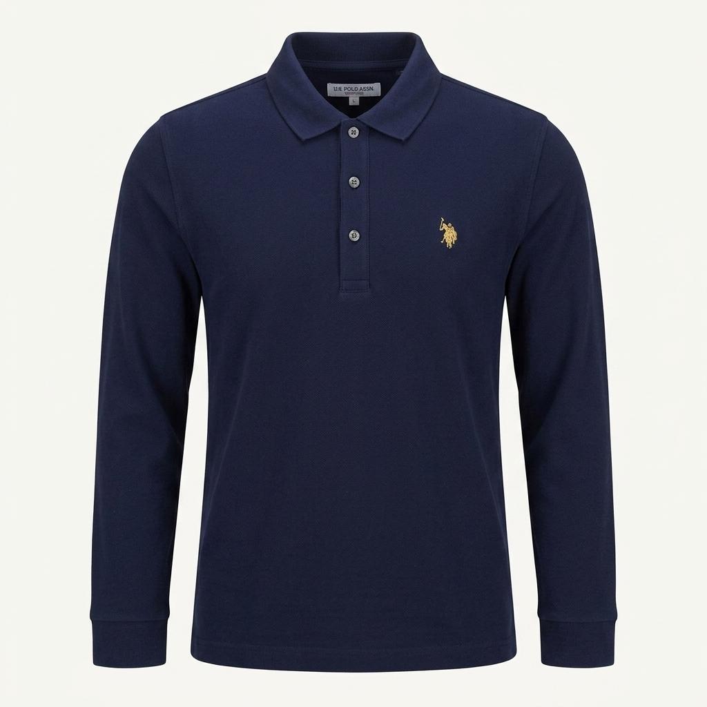 U.S. POLO ASSN. 폴로 기모 긴팔 카라 티셔츠 네이비 1