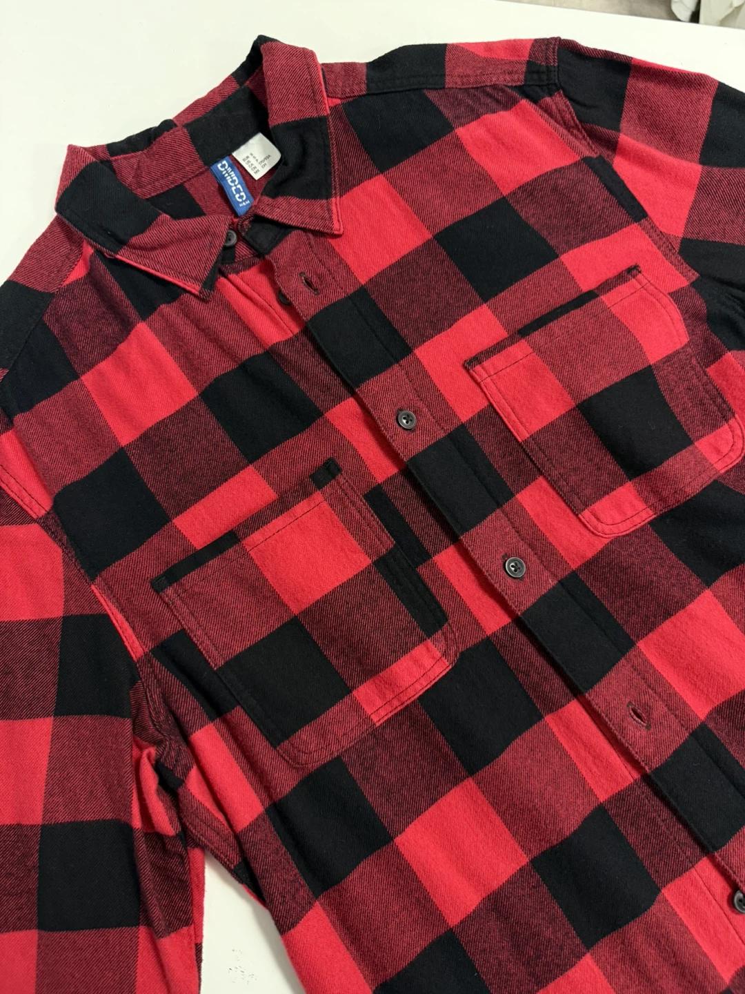 H&M 레드 투포켓 체크패턴 셔츠 (S) 4