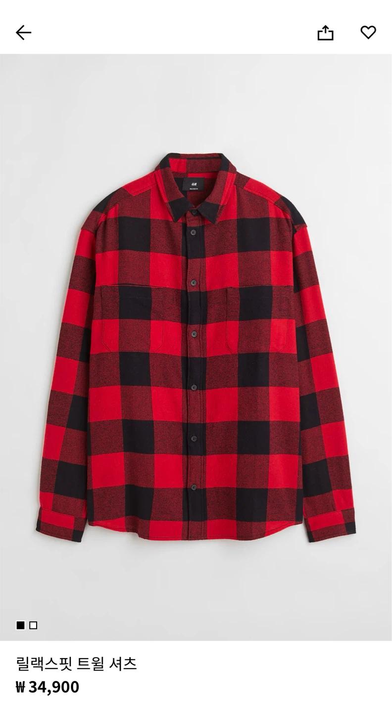 H&M 레드 투포켓 체크패턴 셔츠 (S) 8