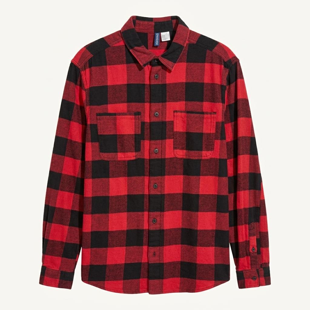 H&M 레드 투포켓 체크패턴 셔츠 (S) 1