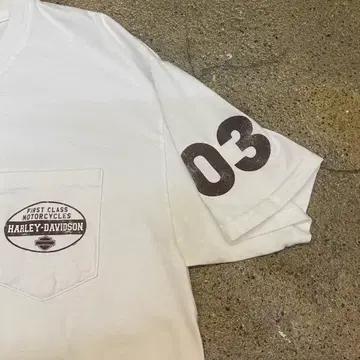 미국 빈티지 할리데이비슨 03로고 LINDON 반팔티 흰티셔츠 5