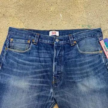 미국 빈티지 리바이스 501 워싱 진청바지 반바지 36size 4