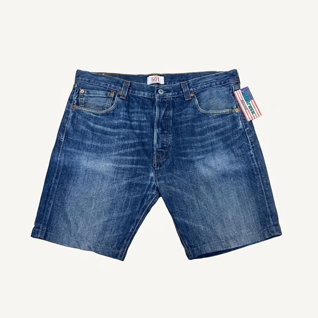 미국 빈티지 리바이스 501 워싱 진청바지 반바지 36size 1