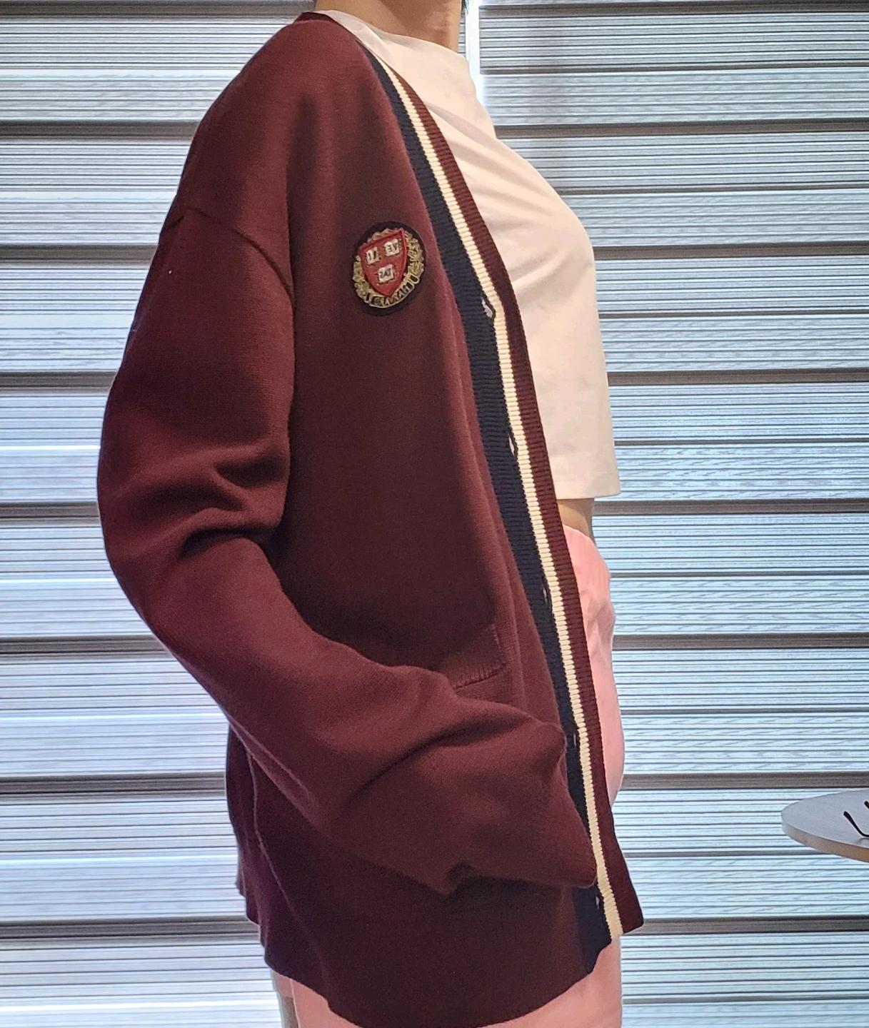 TMRW 하버드 자수 가디건 M 버건디 2