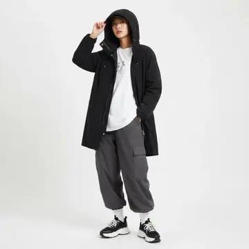 [98/55~66] 산드로 후드 롱 코트 블랙 4