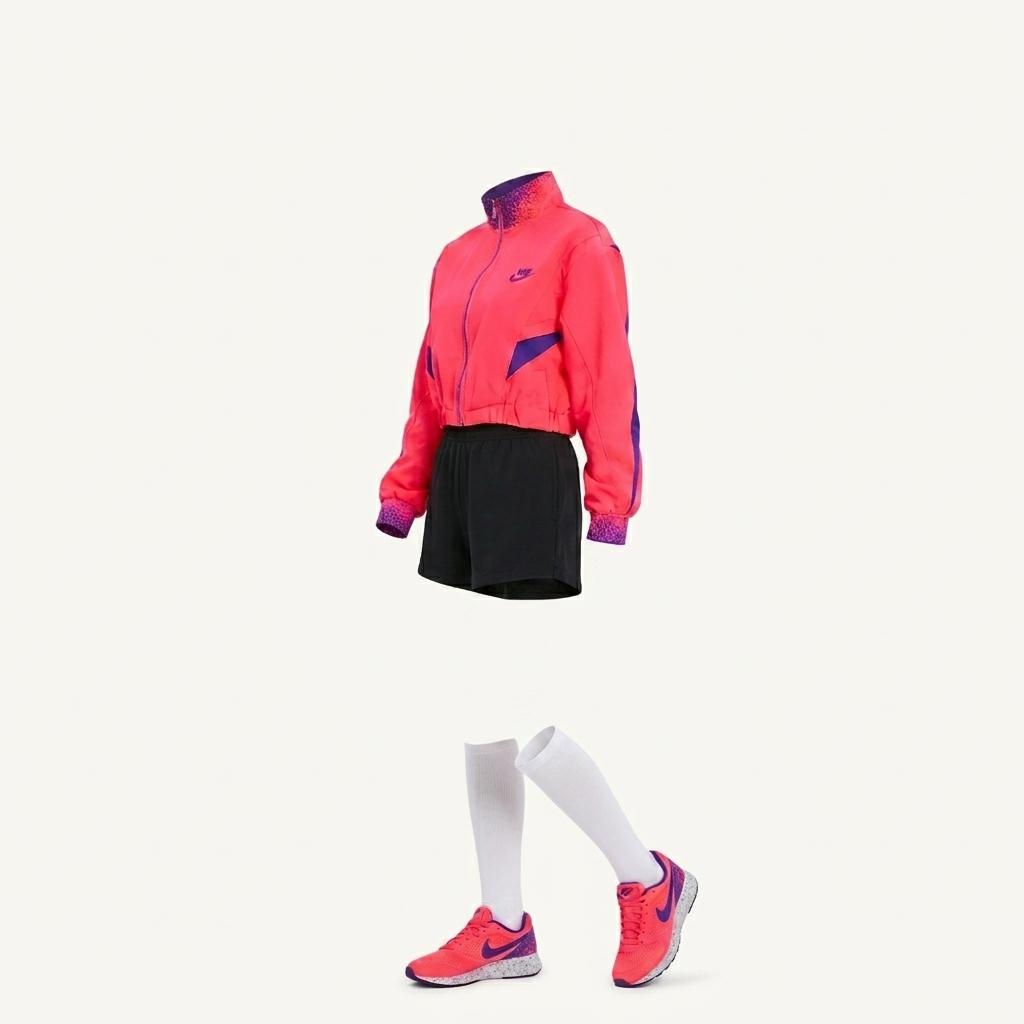 나이키 형광 코랄 크롭 져지