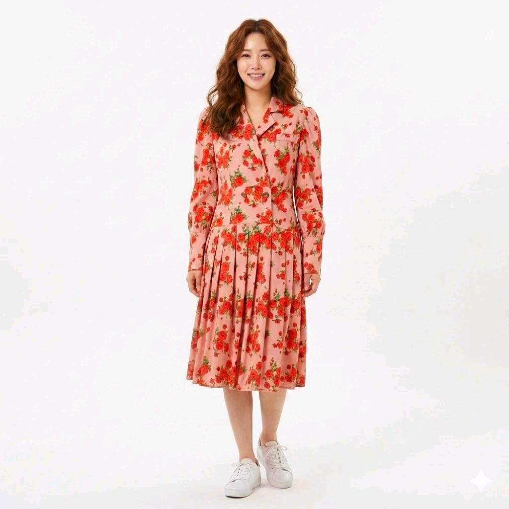코랄핑크 플라워 원피스 2