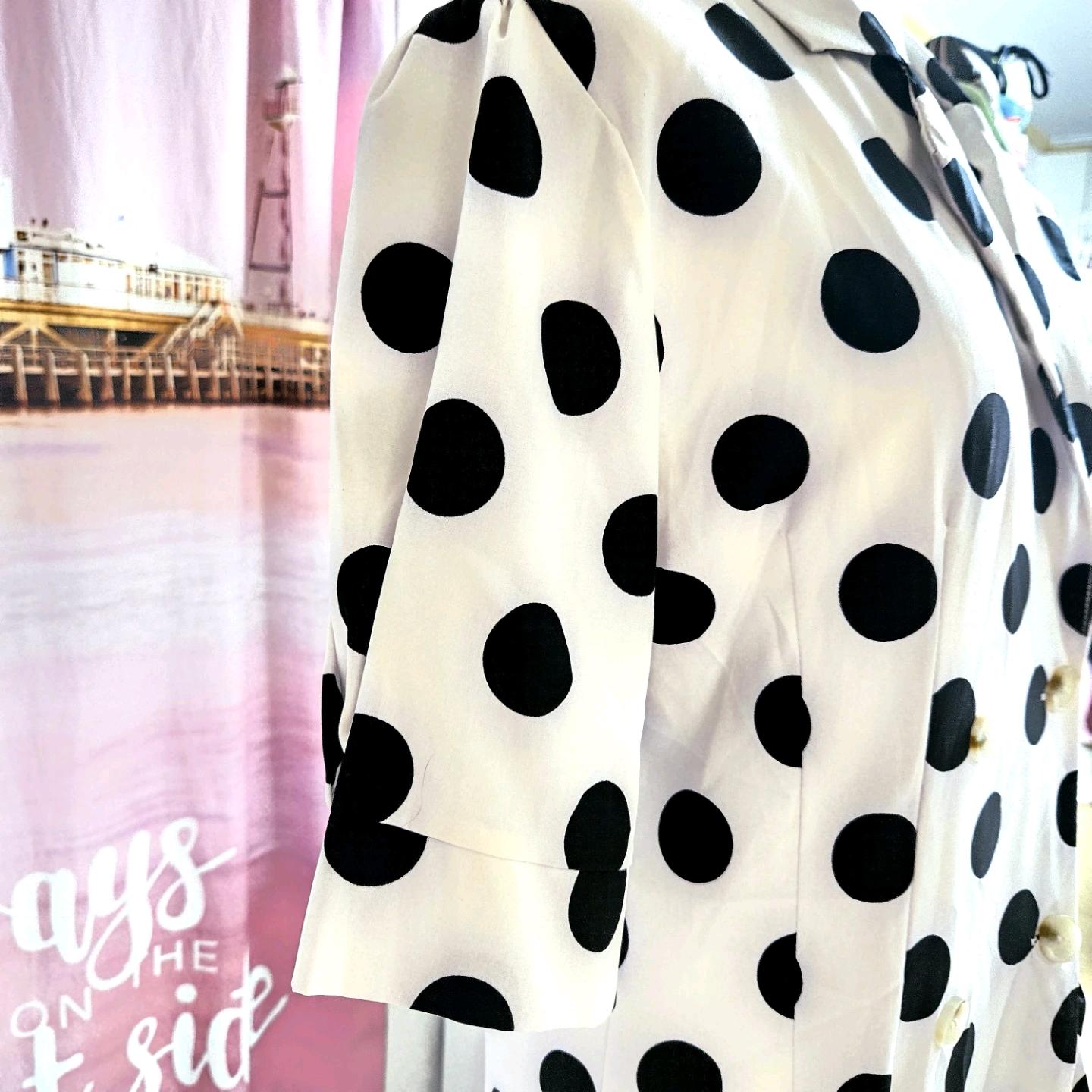 도트 쉬폰 카라 원피스(화이트) 4