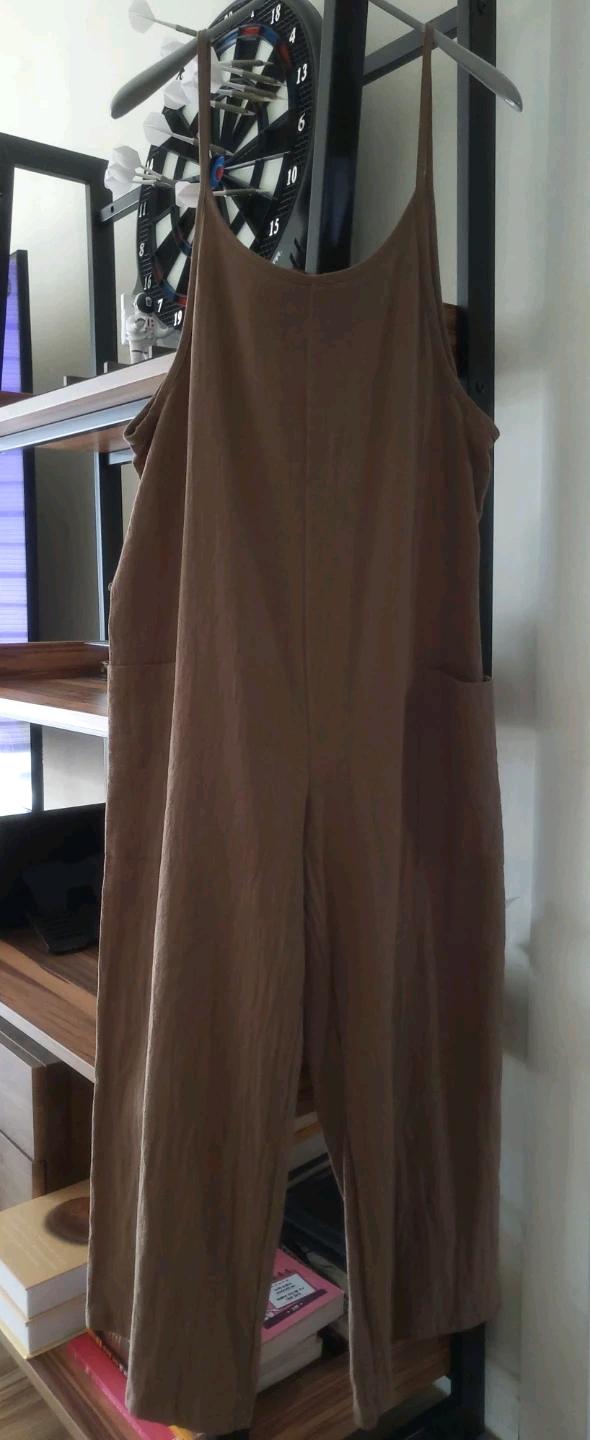 브라운 멜빵 와이드 팬츠 2
