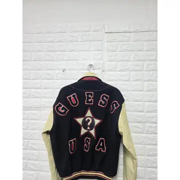 L 90s 게스 GUESS 올드스쿨 레더 바시티 자켓 점퍼 C747 6