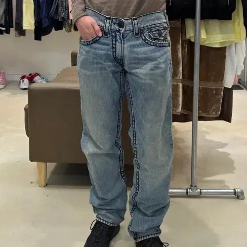 트루릴리젼 빌리 슈퍼 T 블랙 스티치 데님팬츠 9