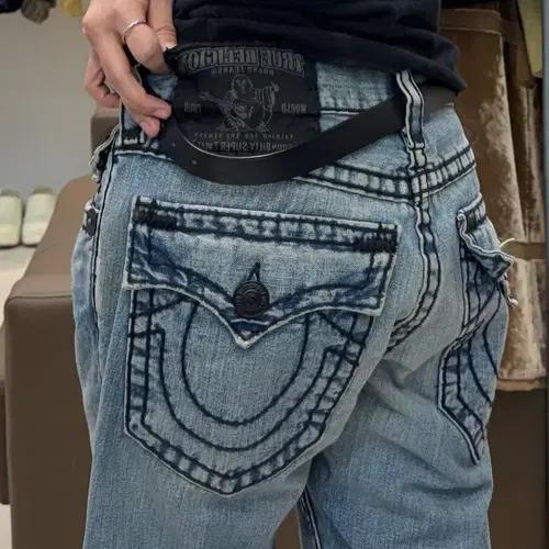 트루릴리젼 빌리 슈퍼 T 블랙 스티치 데님팬츠 7