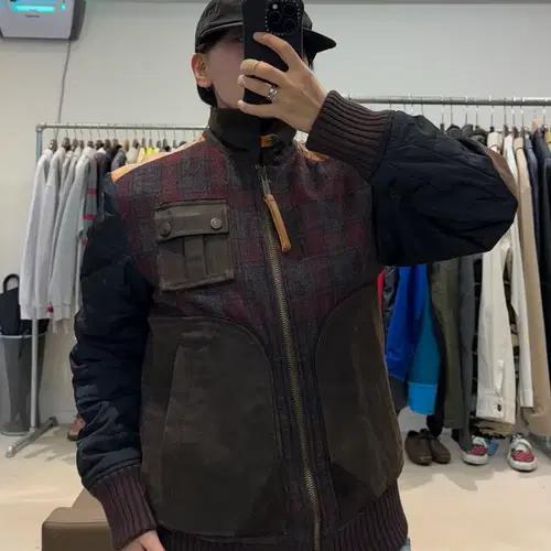 디스퀘어드2 레더배색 타탄체크 퀼팅 블루종 6
