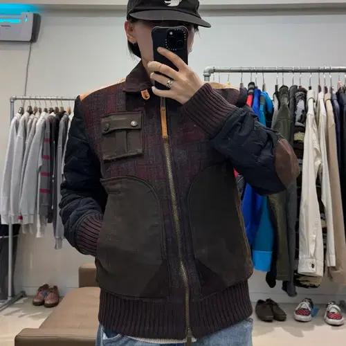 디스퀘어드2 레더배색 타탄체크 퀼팅 블루종 5