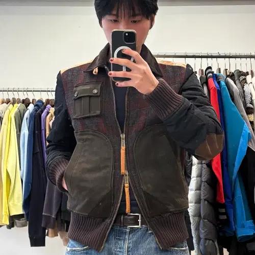 디스퀘어드2 레더배색 타탄체크 퀼팅 블루종 8