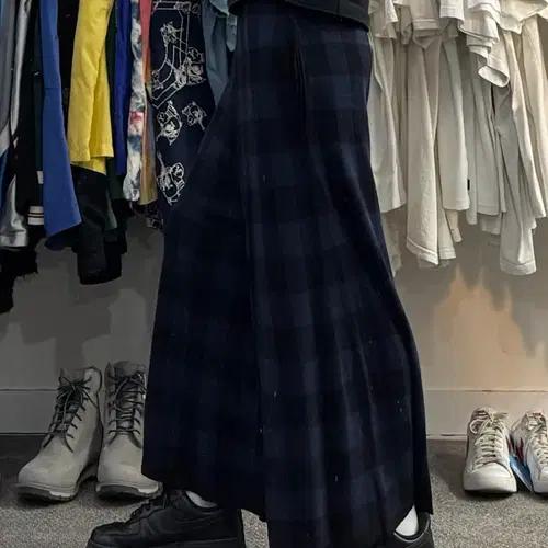 디젤 니트 체크 와이드 팬츠 가우초 팬츠 8