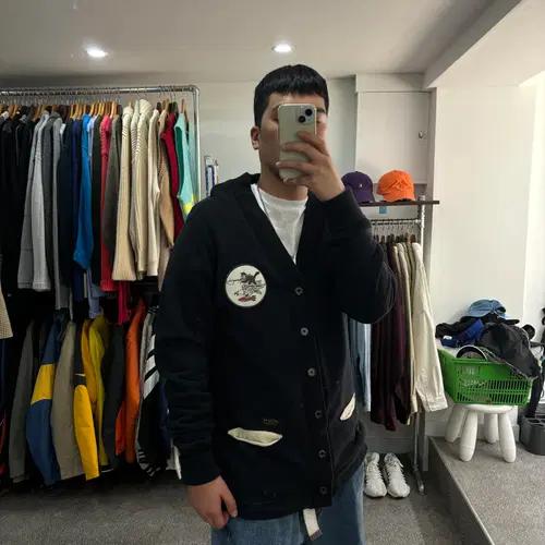 (L) 네이버후드 블랙 체스트 패치 롱 가디건 9