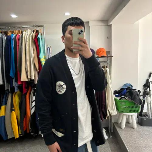 (L) 네이버후드 블랙 체스트 패치 롱 가디건 7