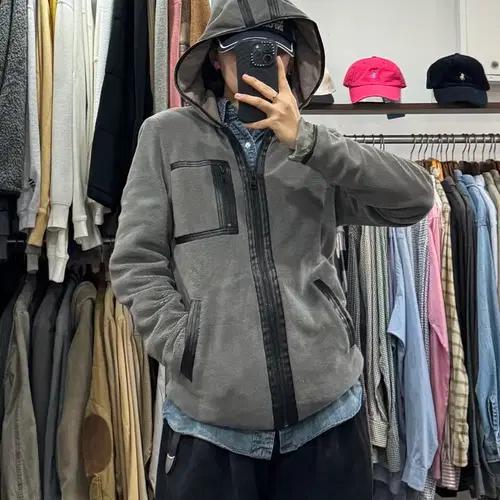 00s 아르마니 익스체인지 플리스 레더 후드집업 9