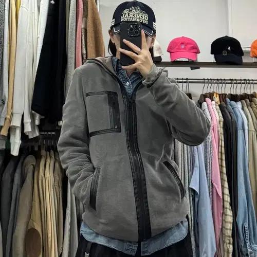 00s 아르마니 익스체인지 플리스 레더 후드집업 8