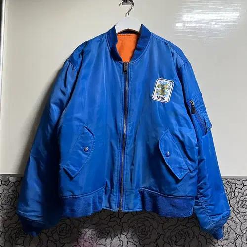 빈티지 블루 패치 MA-1 항공 점퍼 2
