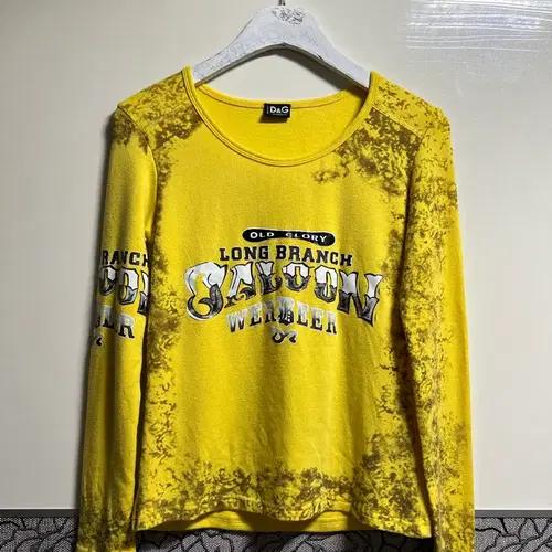 Y2k D&G 옐로우 프린팅 긴팔 티셔츠 2