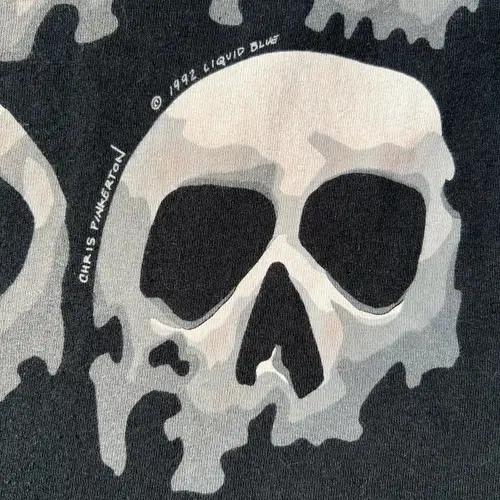 vintage 1992 Liquid Blue Skull Tshirt 4