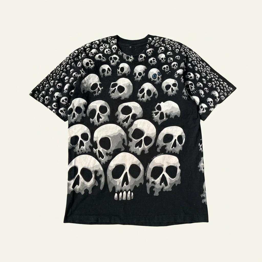 vintage 1992 Liquid Blue Skull Tshirt 1
