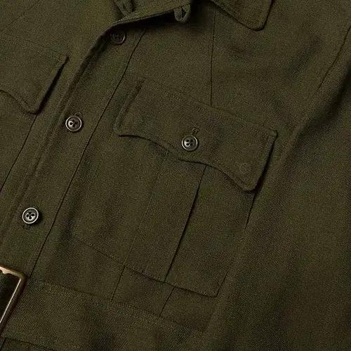 빔즈 플러스 [Beams +] 카키 코마츠 패브릭 사파리 벨티드 자켓 4