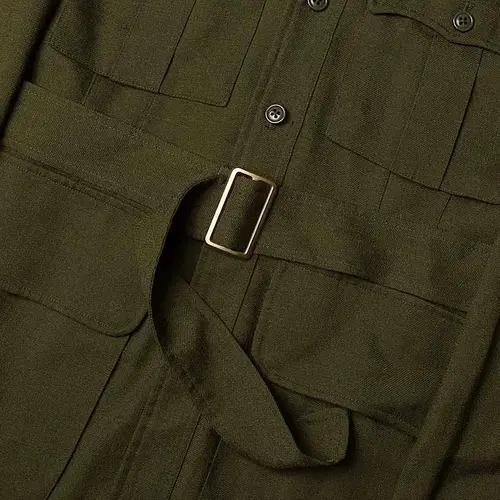 빔즈 플러스 [Beams +] 카키 코마츠 패브릭 사파리 벨티드 자켓 5
