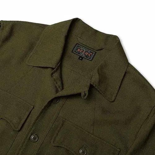 빔즈 플러스 [Beams +] 카키 코마츠 패브릭 사파리 벨티드 자켓 3