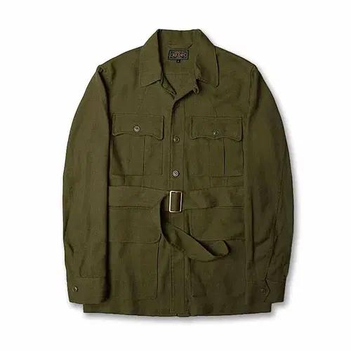 빔즈 플러스 [Beams +] 카키 코마츠 패브릭 사파리 벨티드 자켓 2