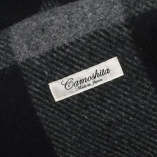 카모시타 [Camoshita] 블랙 체크 울 네프 숄 벨트 코트 숄카라 7