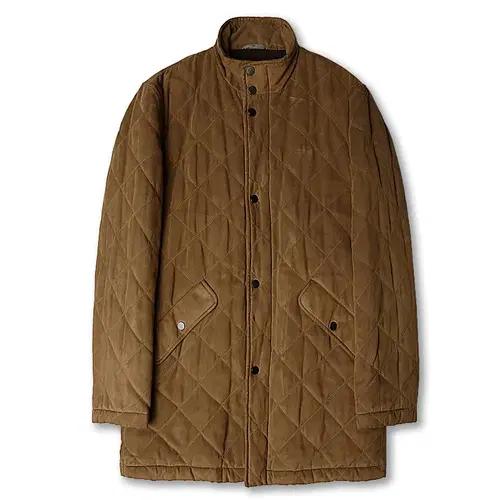 꼬르넬리아니 [Corneliani] 카멜 스웨이드 퀼팅 하프 코트 자켓 2