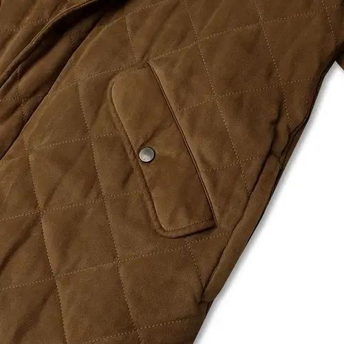 꼬르넬리아니 [Corneliani] 카멜 스웨이드 퀼팅 하프 코트 자켓 5