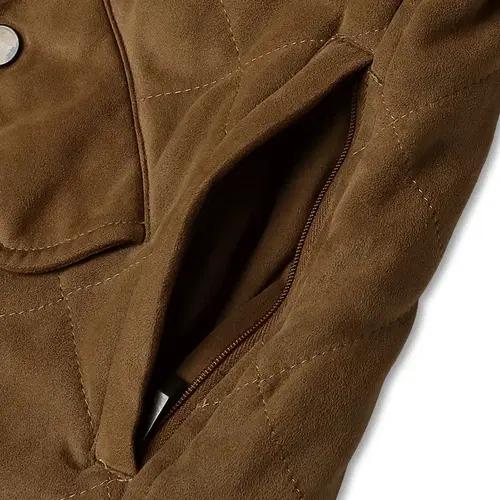 꼬르넬리아니 [Corneliani] 카멜 스웨이드 퀼팅 하프 코트 자켓 6