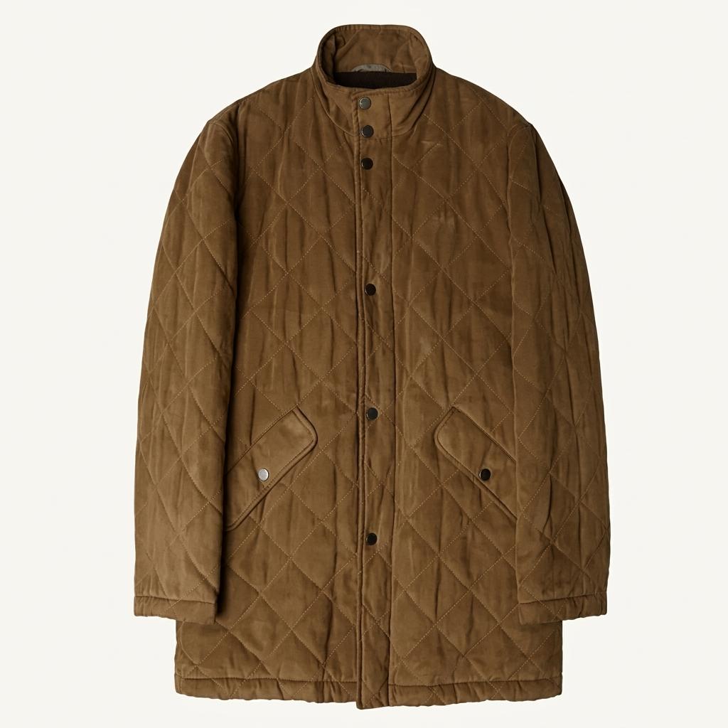 꼬르넬리아니 [Corneliani] 카멜 스웨이드 퀼팅 하프 코트 자켓 1
