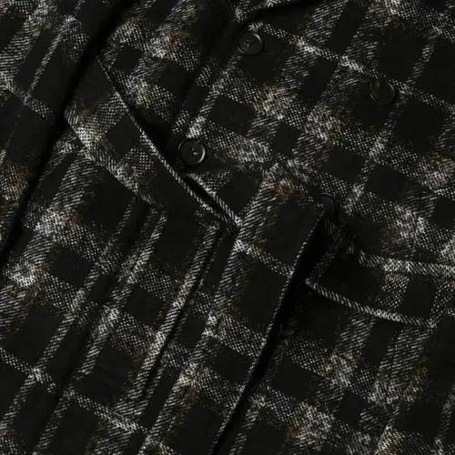 에토네 [Etonne] 유니크 체크 울 벨트 재팬 코트 클래식 캐주얼 4