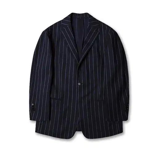 링자켓 [Ring Jacket] 네이비 하늘색 스트라이프 플란넬 울 수트 3